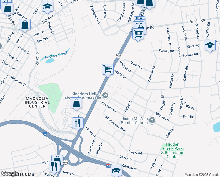 map of restaurants, bars, coffee shops, grocery stores, and more near 121 Colter Drive in Richmond