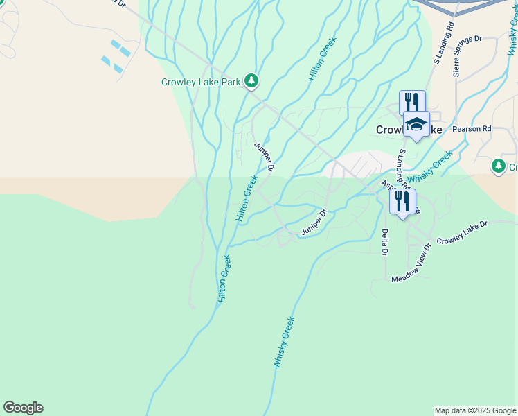 map of restaurants, bars, coffee shops, grocery stores, and more near 396 Juniper Drive in Mammoth Lakes