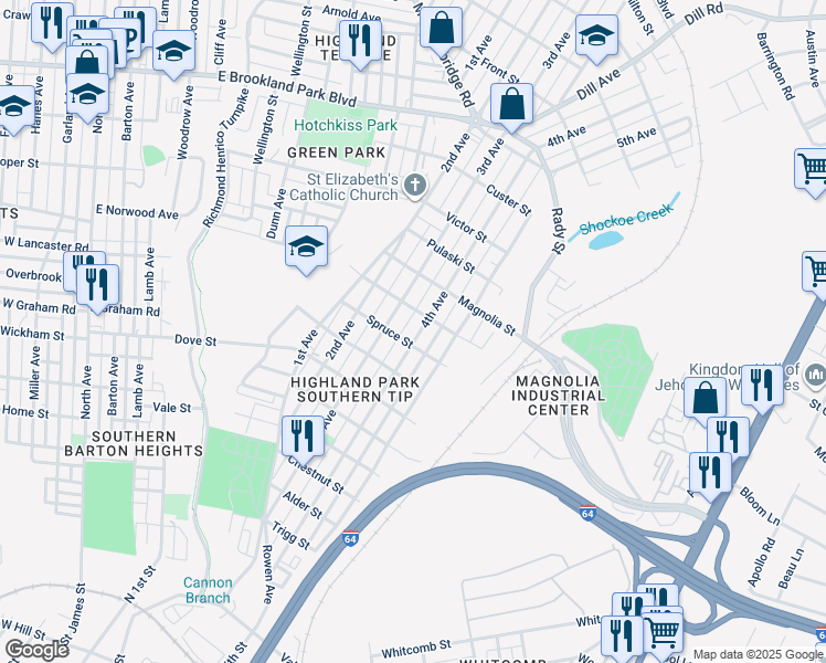 map of restaurants, bars, coffee shops, grocery stores, and more near 2318A 4th Avenue in Richmond