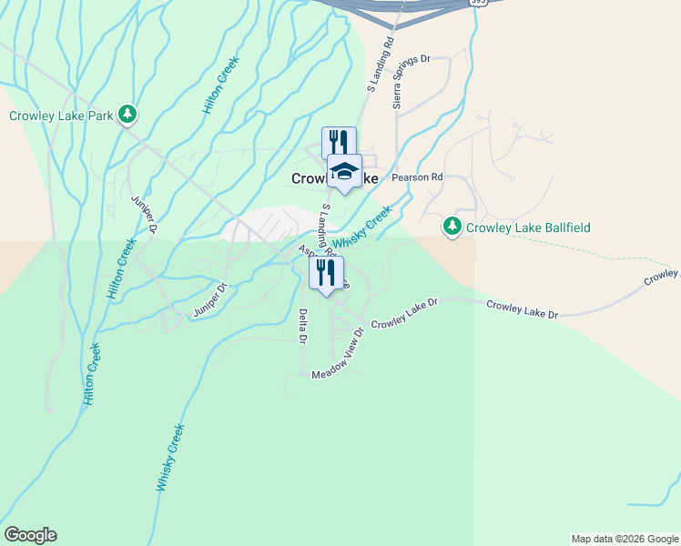 map of restaurants, bars, coffee shops, grocery stores, and more near 173 South Landing Road in Mammoth Lakes
