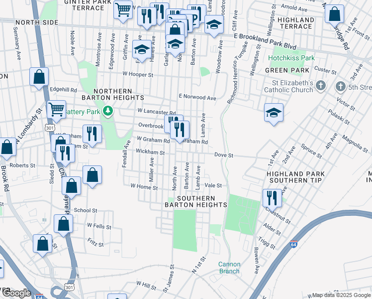 map of restaurants, bars, coffee shops, grocery stores, and more near 2209 North Avenue in Richmond