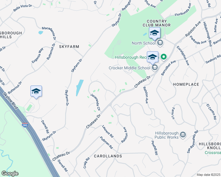 map of restaurants, bars, coffee shops, grocery stores, and more near 709 Jacaranda Circle in Hillsborough