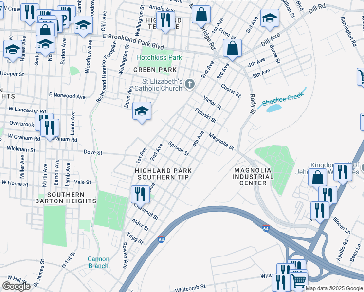 map of restaurants, bars, coffee shops, grocery stores, and more near 2403 3rd Avenue in Richmond