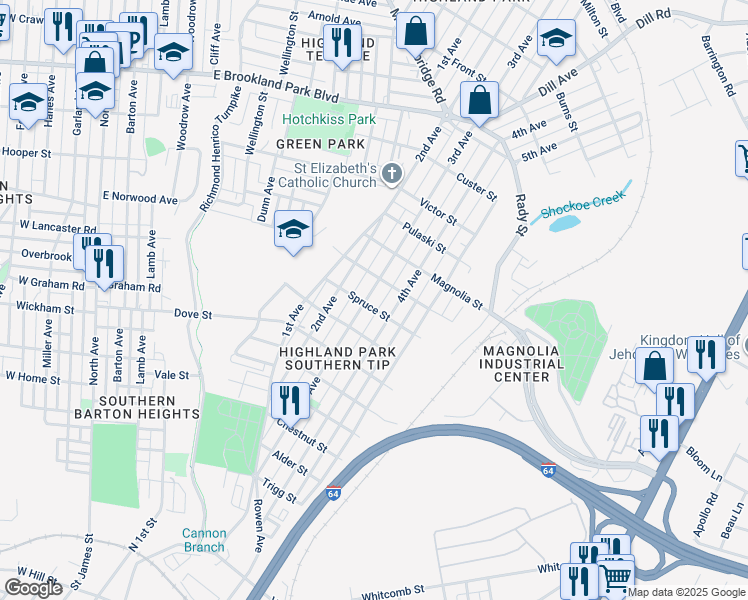 map of restaurants, bars, coffee shops, grocery stores, and more near 2403 3rd Avenue in Richmond