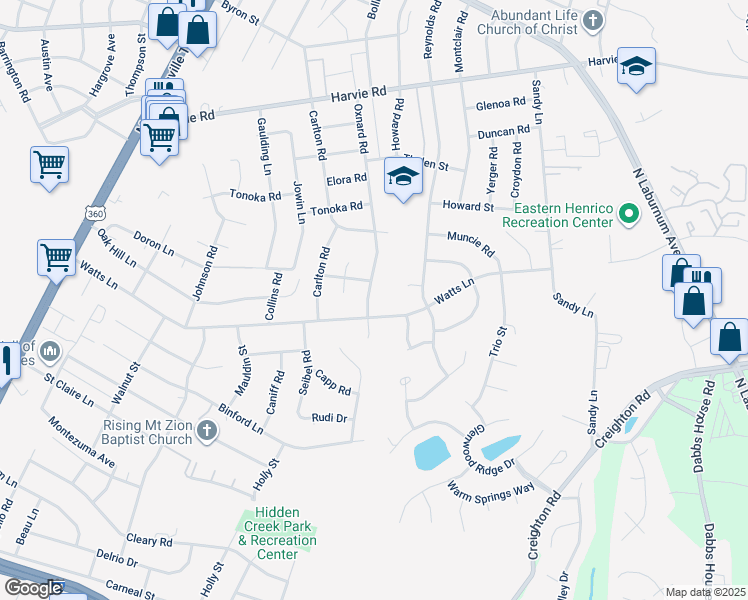 map of restaurants, bars, coffee shops, grocery stores, and more near 3005 Oxnard Road in Richmond