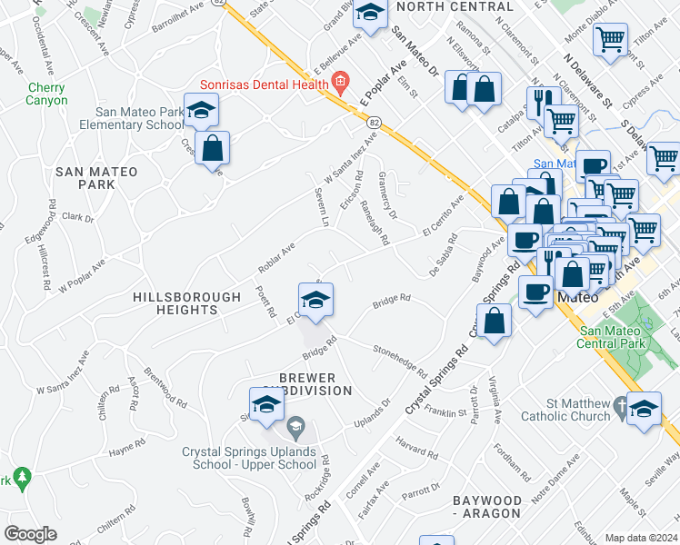 map of restaurants, bars, coffee shops, grocery stores, and more near 2 Homs Court in Hillsborough