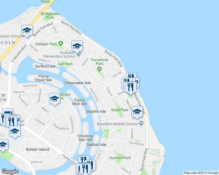 map of restaurants, bars, coffee shops, grocery stores, and more near 1045 Grebe Street in Foster City