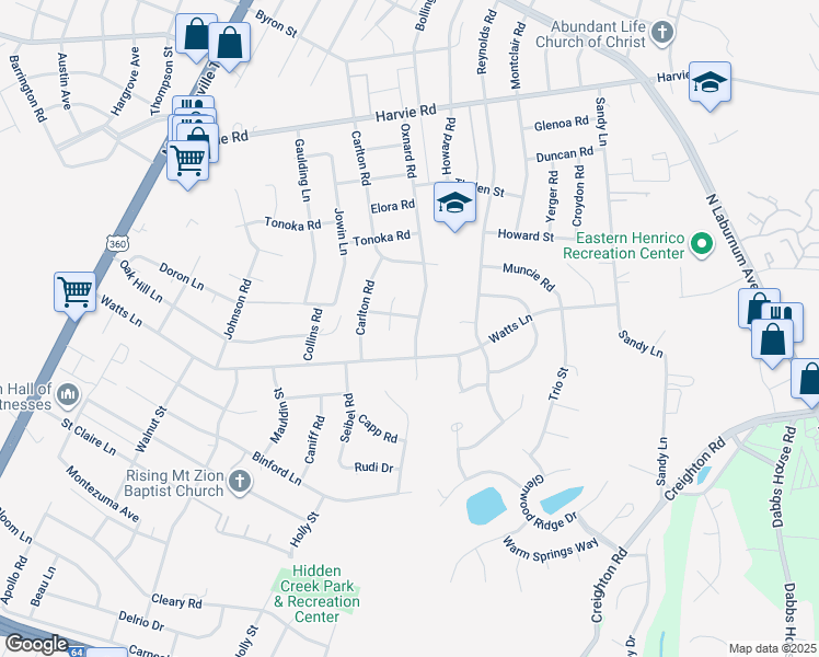 map of restaurants, bars, coffee shops, grocery stores, and more near 3006 Oxnard Road in Richmond