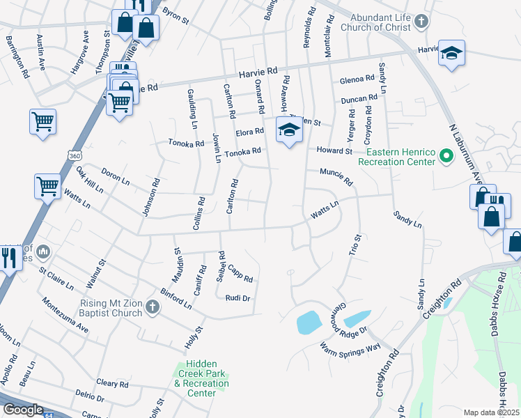 map of restaurants, bars, coffee shops, grocery stores, and more near 3006 Oxnard Road in Richmond