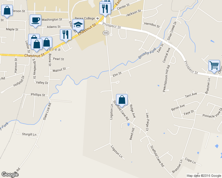map of restaurants, bars, coffee shops, grocery stores, and more near 501 Scaffold Cane Road in Berea