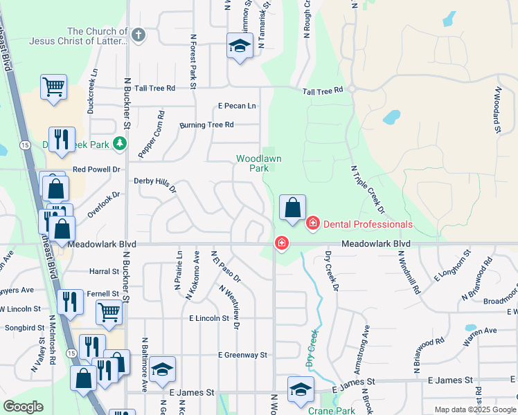 map of restaurants, bars, coffee shops, grocery stores, and more near 1613 Arrowhead Drive in Derby