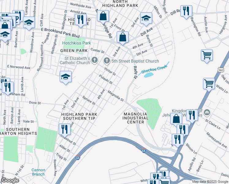map of restaurants, bars, coffee shops, grocery stores, and more near 2603 5th Avenue in Richmond