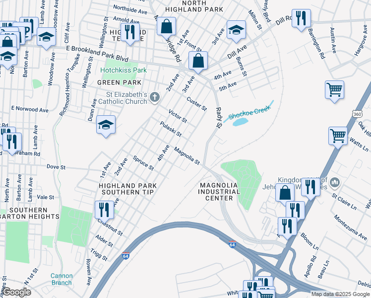 map of restaurants, bars, coffee shops, grocery stores, and more near 2603 5th Avenue in Richmond