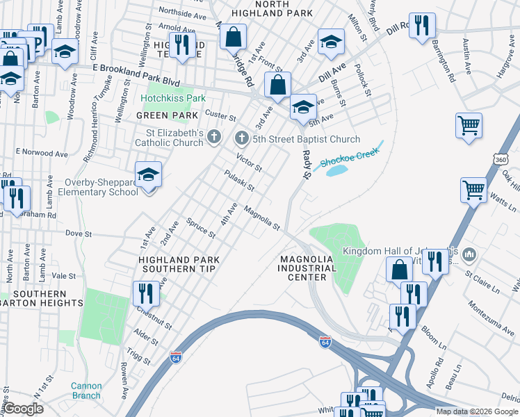 map of restaurants, bars, coffee shops, grocery stores, and more near 2603 5th Avenue in Richmond