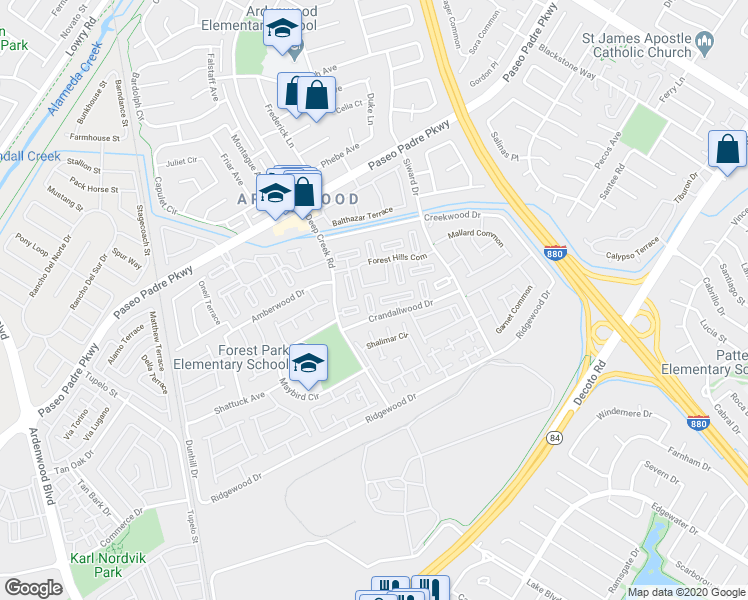 map of restaurants, bars, coffee shops, grocery stores, and more near 34424 Gove Terrace in Fremont