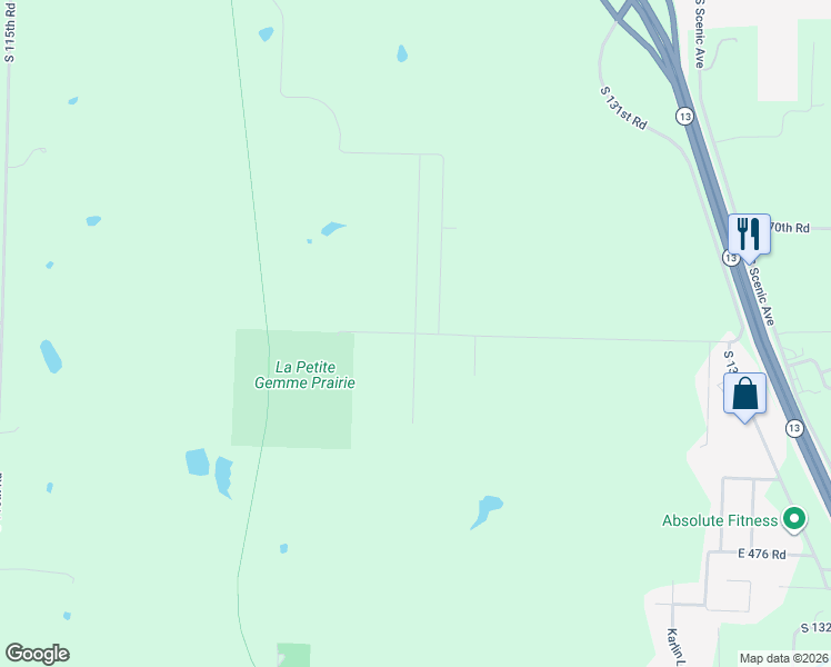 map of restaurants, bars, coffee shops, grocery stores, and more near 1218 East 473rd Road in Bolivar