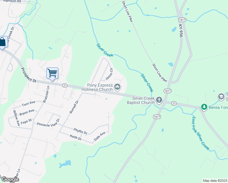 map of restaurants, bars, coffee shops, grocery stores, and more near 1711 Big Hill Road in Berea