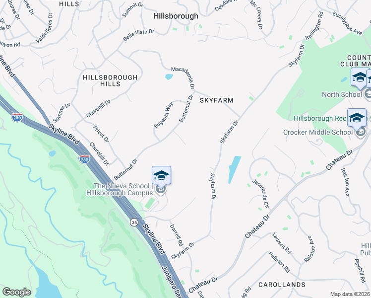 map of restaurants, bars, coffee shops, grocery stores, and more near 40 Cinnamon Court in Hillsborough