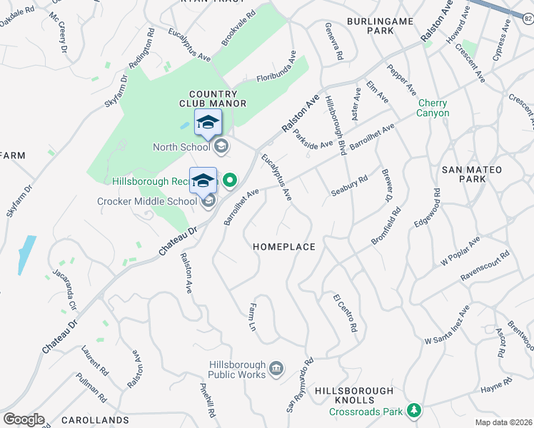 map of restaurants, bars, coffee shops, grocery stores, and more near 15 Stonepine Road in Hillsborough