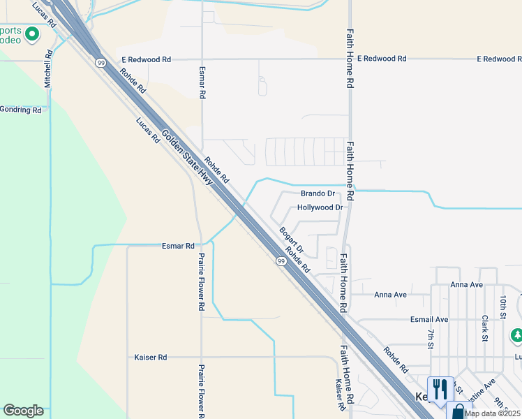 map of restaurants, bars, coffee shops, grocery stores, and more near 5024 Rohde Road in Ceres