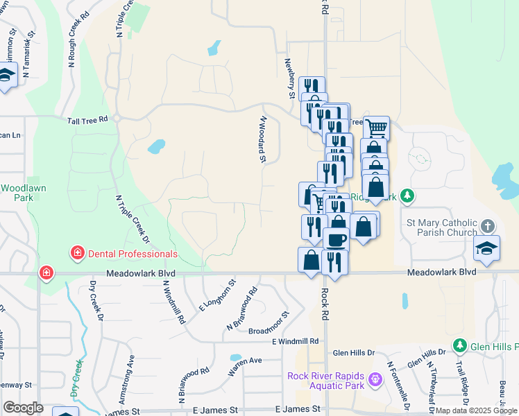 map of restaurants, bars, coffee shops, grocery stores, and more near 1831-1913 North Newberry Street in Derby