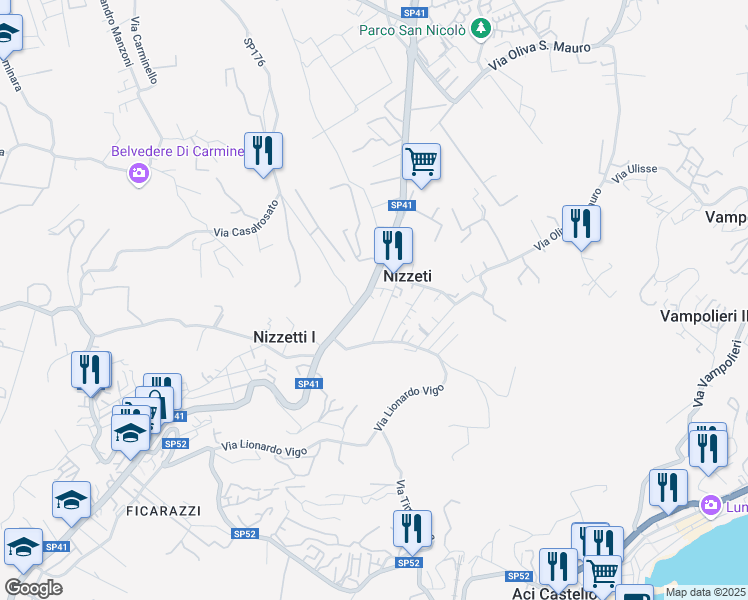 map of restaurants, bars, coffee shops, grocery stores, and more near 206 Via Nizzeti in Nizzeti