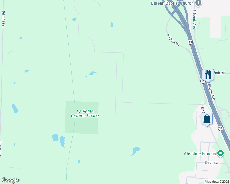 map of restaurants, bars, coffee shops, grocery stores, and more near 4717 South 125th Road in Bolivar