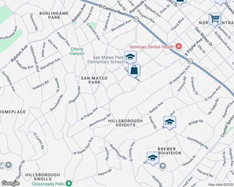 map of restaurants, bars, coffee shops, grocery stores, and more near 318 West Poplar Avenue in San Mateo