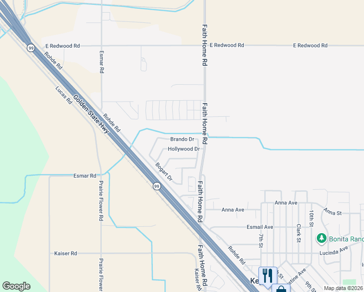 map of restaurants, bars, coffee shops, grocery stores, and more near 3901 Hollywood Drive in Ceres