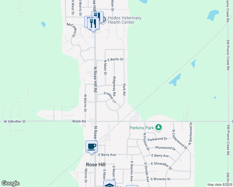map of restaurants, bars, coffee shops, grocery stores, and more near 501-505 Ridgeway Road in Rose Hill