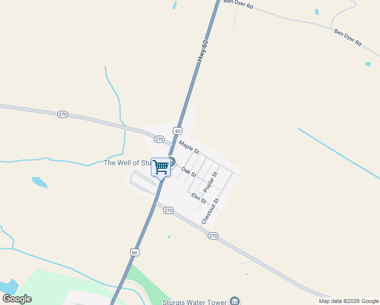 map of restaurants, bars, coffee shops, grocery stores, and more near 86-182 Walnut Street in Sturgis