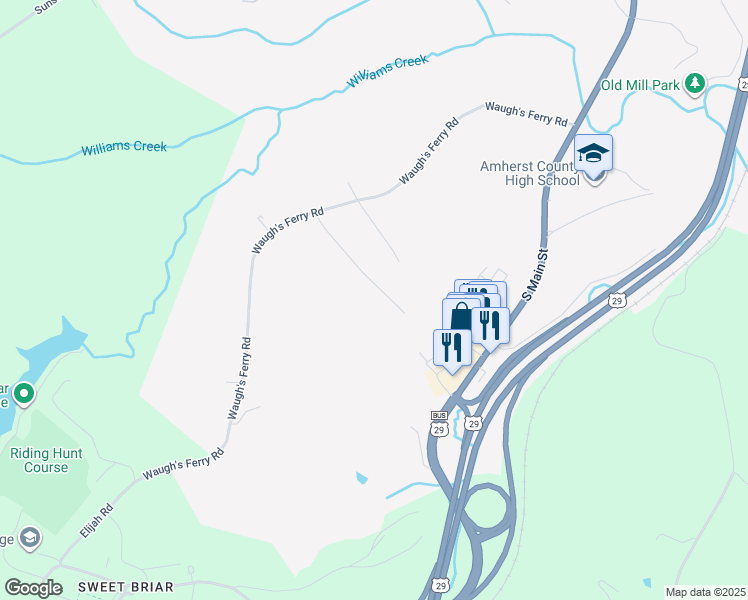 map of restaurants, bars, coffee shops, grocery stores, and more near 121-219 Briarherst Drive in Amherst