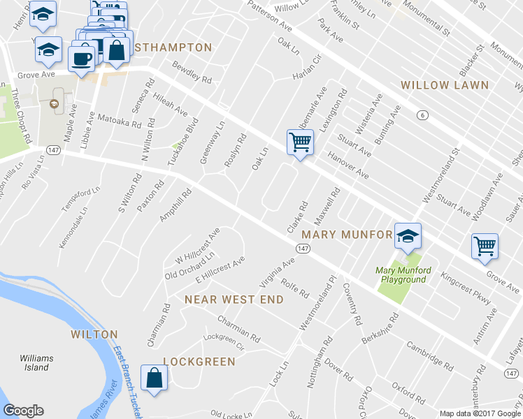 map of restaurants, bars, coffee shops, grocery stores, and more near 2 Lexington Road in Richmond