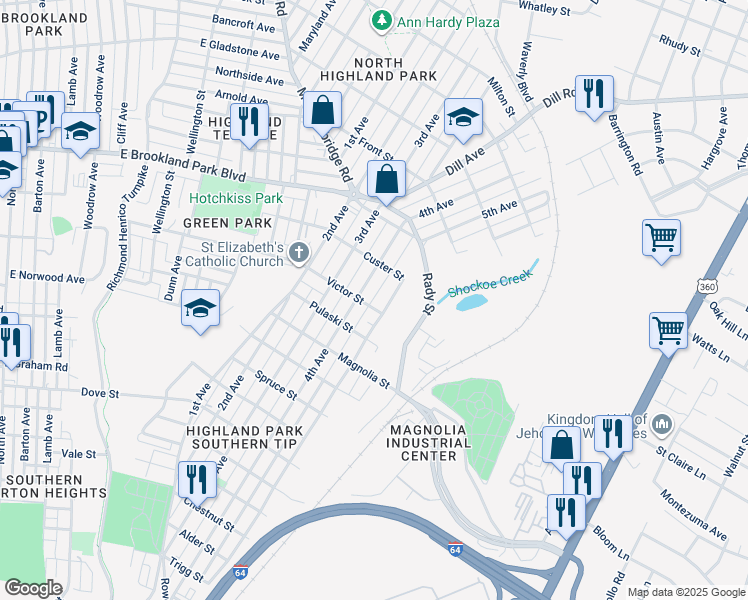 map of restaurants, bars, coffee shops, grocery stores, and more near 2717 4th Avenue in Richmond