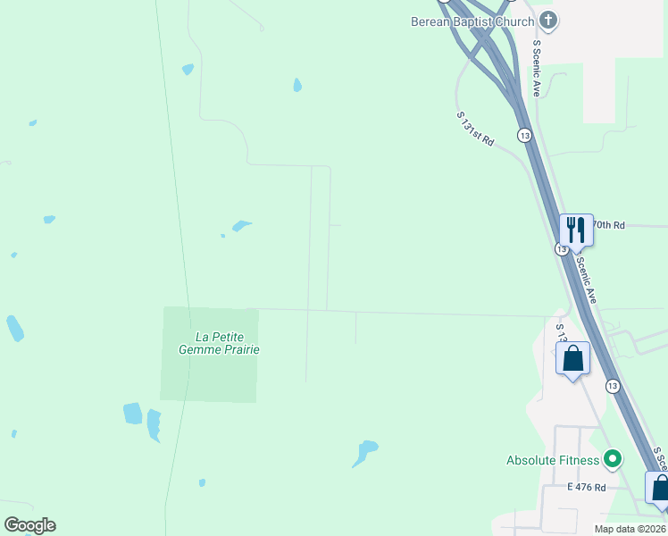 map of restaurants, bars, coffee shops, grocery stores, and more near 4717 South 125th Road in Bolivar