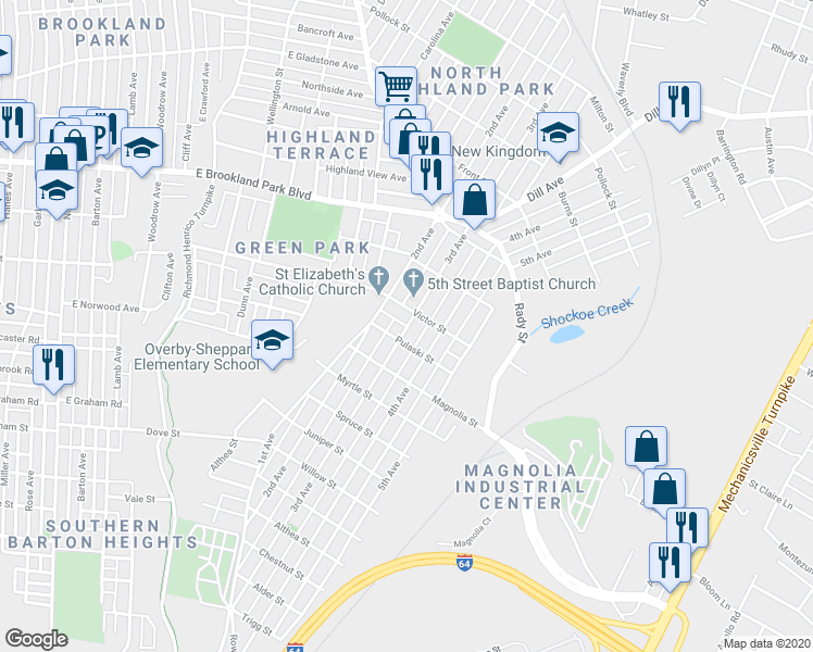 map of restaurants, bars, coffee shops, grocery stores, and more near 2752 3rd Avenue in Richmond