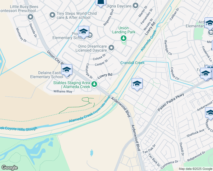 map of restaurants, bars, coffee shops, grocery stores, and more near 5054 Bridgepointe Place in Union City