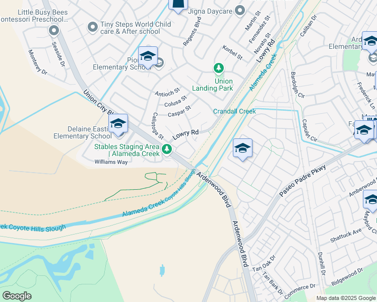 map of restaurants, bars, coffee shops, grocery stores, and more near 5054 Bridgepointe Place in Union City