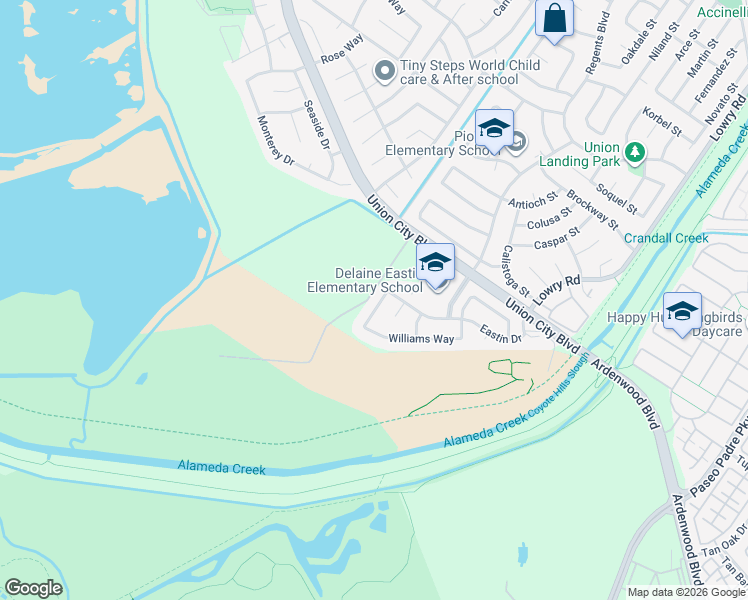 map of restaurants, bars, coffee shops, grocery stores, and more near 5513 Alvelais Drive in Union City