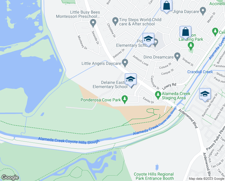map of restaurants, bars, coffee shops, grocery stores, and more near 5513 Alvelais Drive in Union City