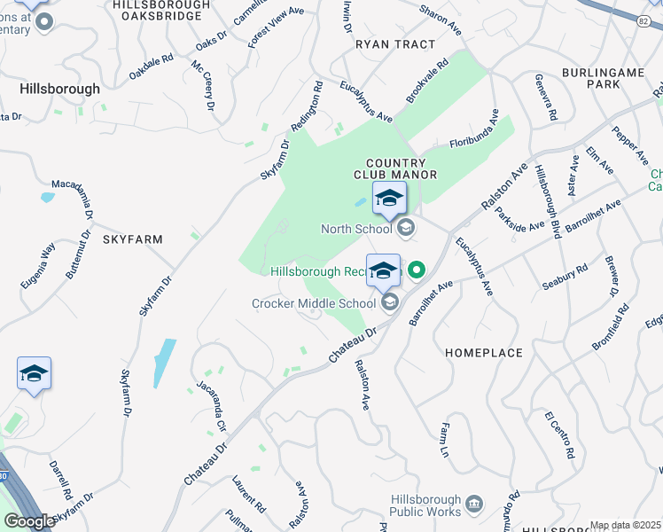 map of restaurants, bars, coffee shops, grocery stores, and more near 100 New Place Road in Hillsborough