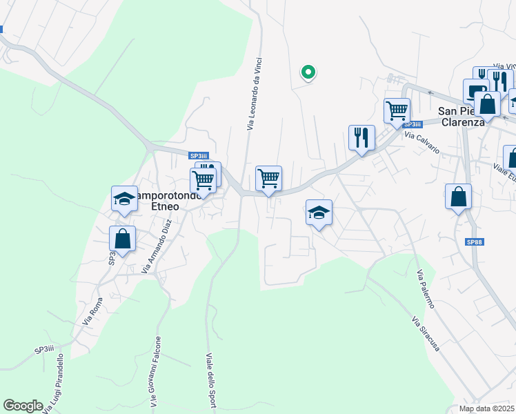 map of restaurants, bars, coffee shops, grocery stores, and more near 5 Via Salvo D'Acquisto in Camporotondo Etneo