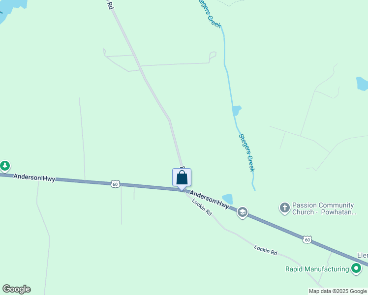 map of restaurants, bars, coffee shops, grocery stores, and more near 4516 Bell Road in Powhatan