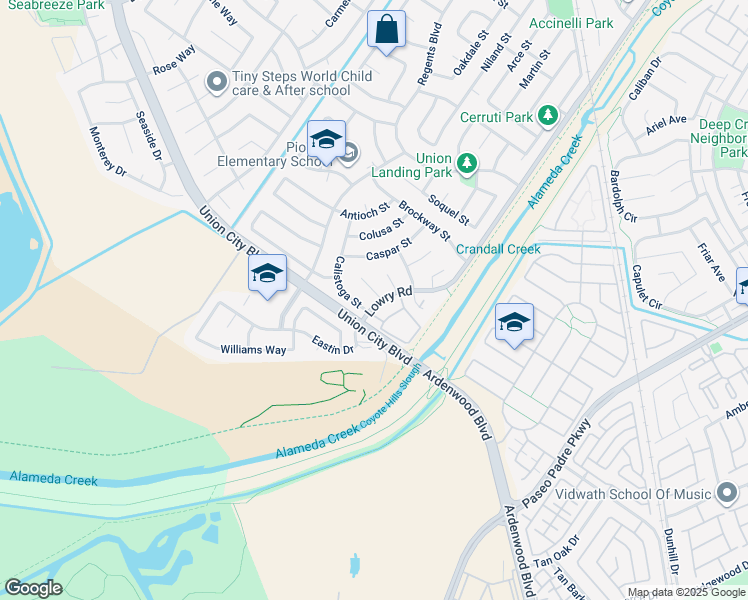map of restaurants, bars, coffee shops, grocery stores, and more near 33064 Compton Court in Union City