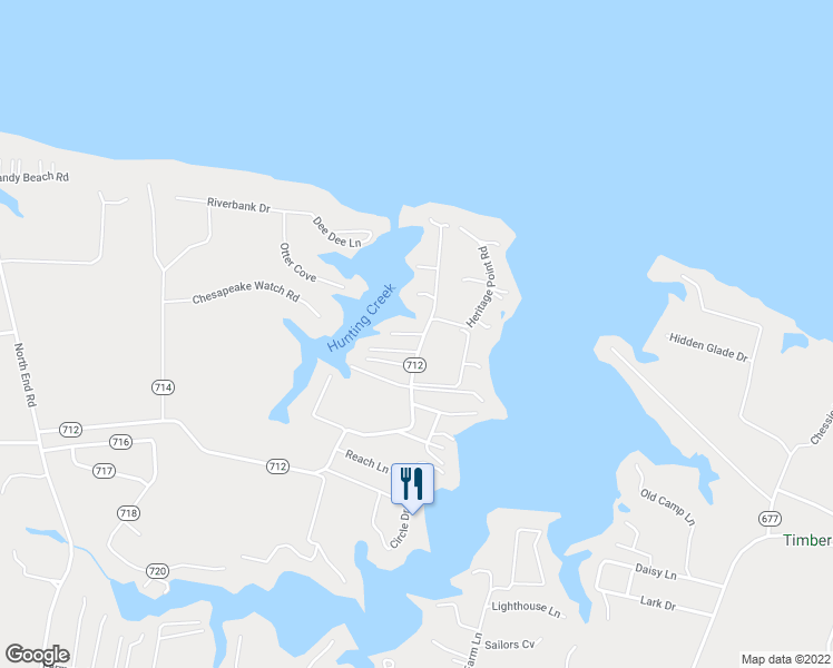 map of restaurants, bars, coffee shops, grocery stores, and more near 198 Monroe Drive in Deltaville