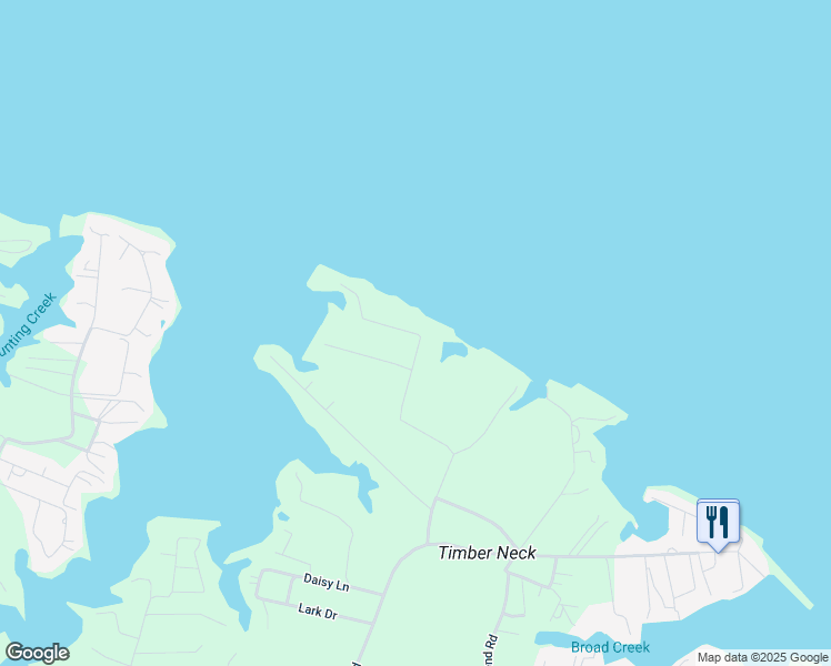 map of restaurants, bars, coffee shops, grocery stores, and more near 95 Conifer Run Road in Deltaville
