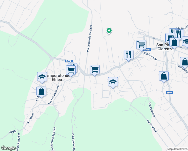 map of restaurants, bars, coffee shops, grocery stores, and more near 5 Via Salvo D'Acquisto in Camporotondo Etneo