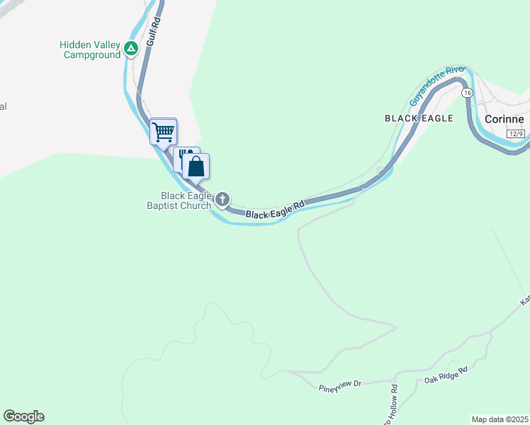 map of restaurants, bars, coffee shops, grocery stores, and more near 344 Black Eagle Road in Mullens