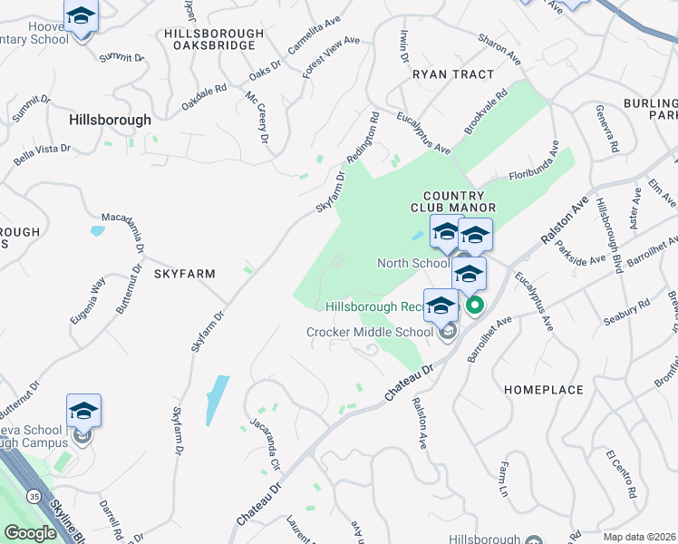 map of restaurants, bars, coffee shops, grocery stores, and more near 80 New Place Road in Hillsborough