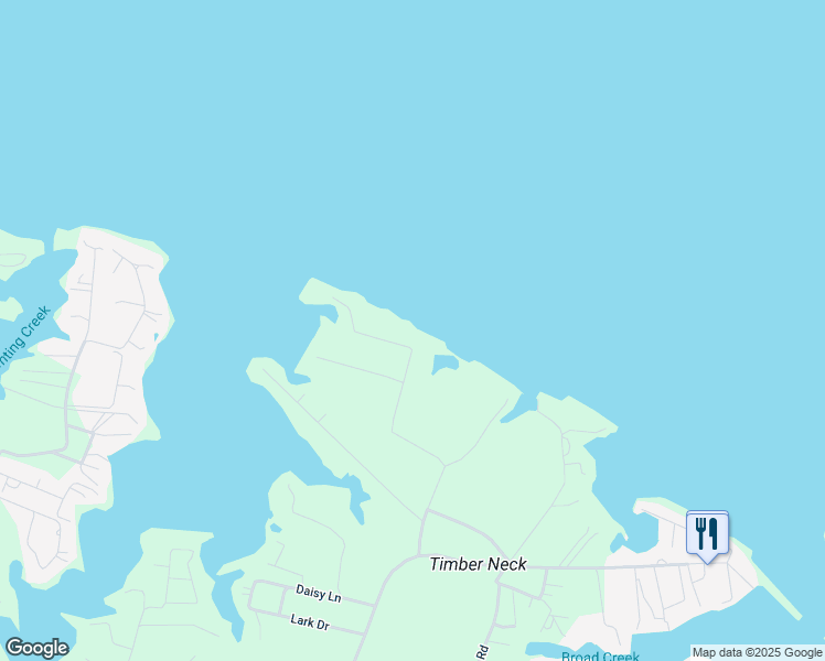 map of restaurants, bars, coffee shops, grocery stores, and more near 95 Conifer Run Road in Deltaville